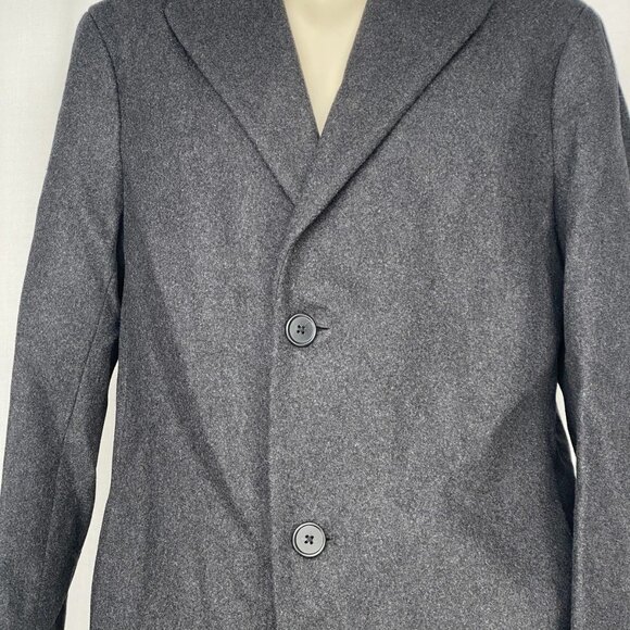 NEW THEORY Men’s Monroe Wool Melton Single-Breasted Coat Grey Melange Size S - Picture 11 of 12
